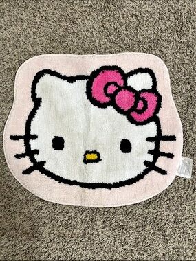 Hello Kitty Pink Bow Plush Face Mat